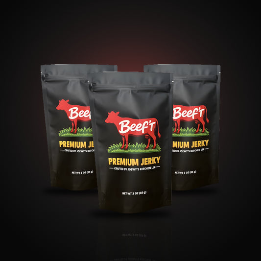 Three bags of Beef't Premium Jerky, the Starter 3-Pack